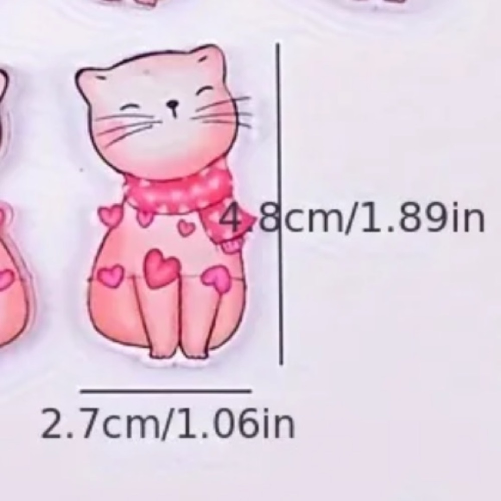Pink Acrylic Valentine Cat Wearing Scarf Hearts Dangle Earrings - Picture 3 of 3